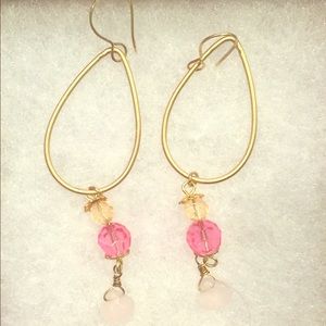 Gold and Pink Silver Dangle Earrings💁🏻